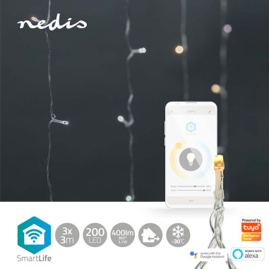 LED Décorative SmartLife  Rideau  Wi-Fi  Blanc chaud à frais  200 LED'