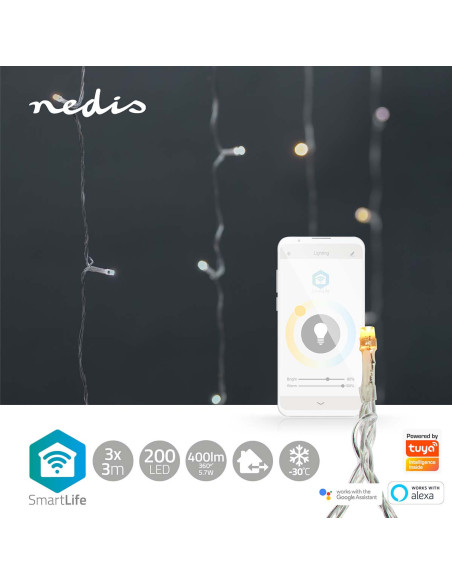 LED Décorative SmartLife  Rideau  Wi-Fi  Blanc chaud à frais  200 LED'