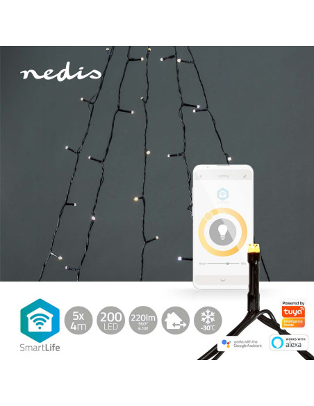 LED Décorative SmartLife  Arbre  Wi-Fi  Blanc Chaud  200 LED's  20.0 m