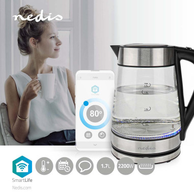 SmartLife Bouilloire électrique  Wi-Fi  1.7 l  Verre  40,60,70,80,90,1