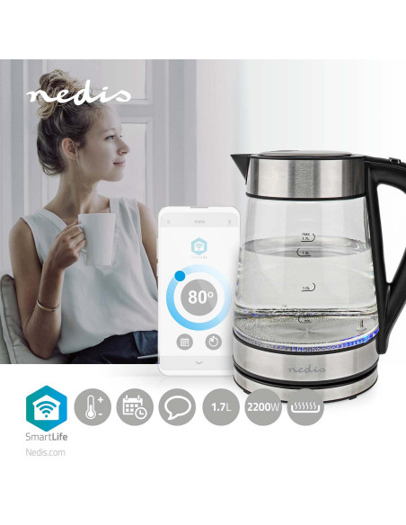 SmartLife Bouilloire électrique  Wi-Fi  1.7 l  Verre  40,60,70,80,90,1