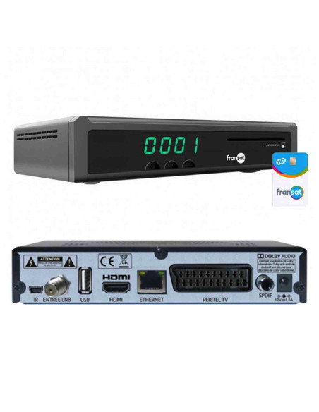 FRANSAT Décodeur TNT Satellite HD + Carte Viaccess FRANSAT PC7 Valable 4 ans - Chaine TF1 inclus - Eutelsat 5W