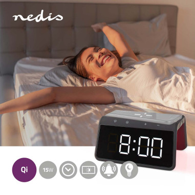 Réveil et Chargeur Sans Fil  Certifié Qi  5 / 7.5 / 10 / 15 W  USB-A M