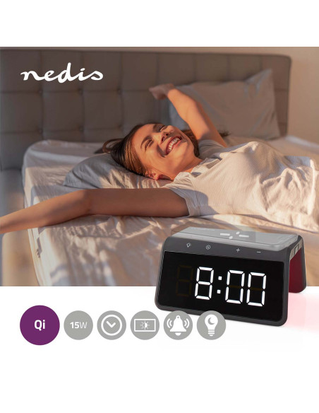 Réveil et Chargeur Sans Fil  Certifié Qi  5 / 7.5 / 10 / 15 W  USB-A M