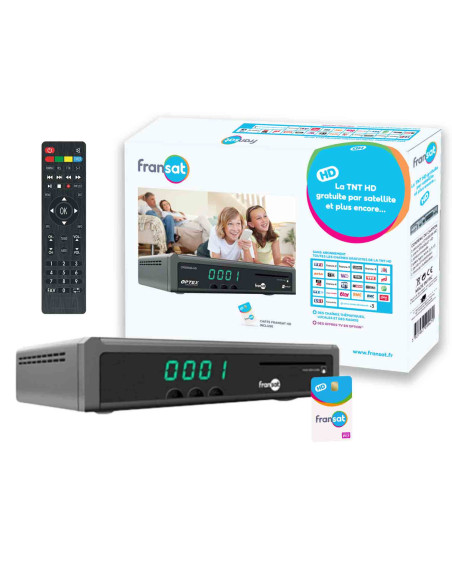 FRANSAT Décodeur TNT Satellite HD + Carte Viaccess FRANSAT PC7 Valable 4 ans - Chaine TF1 inclus - Eutelsat 5W