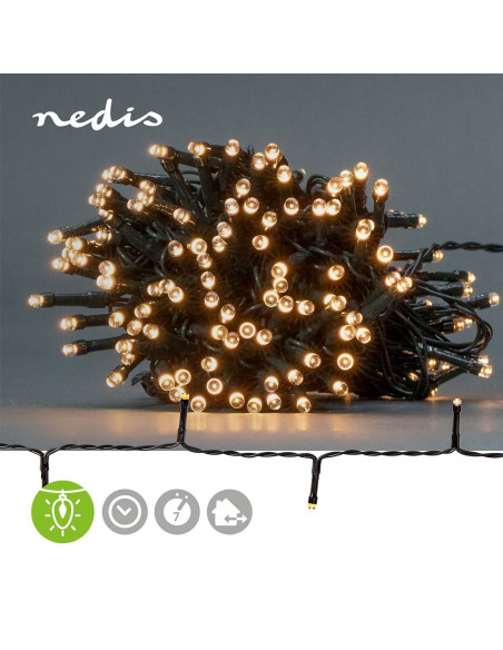 Lumières Décoratives  Corde  192 LED's  Blanc Chaud  14.40 m  Effets d