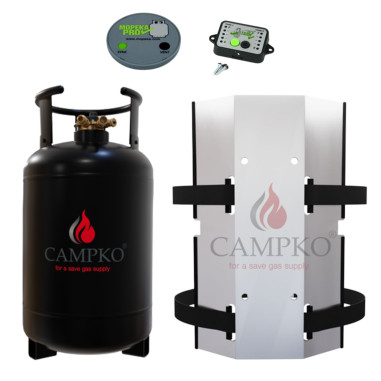 PACK CAMPKO Bouteille GPL 30L Rechargeable Bleutooth + Support mural + Afficheur + Jauge