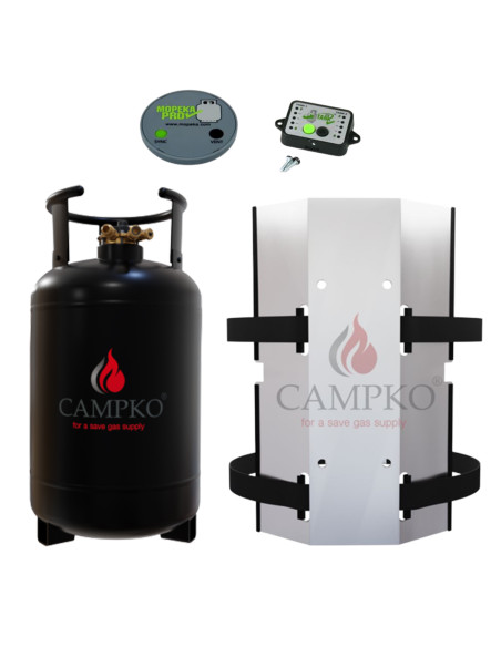 PACK CAMPKO Bouteille GPL 30L Rechargeable Bleutooth + Support mural + Afficheur + Jauge