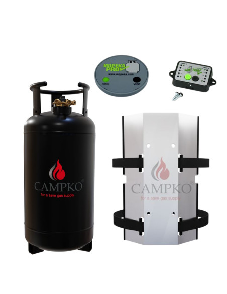 PACK CAMPKO Bouteille GPL Campko 36 L + Support mural + Afficheur + Jauge Bluetooth