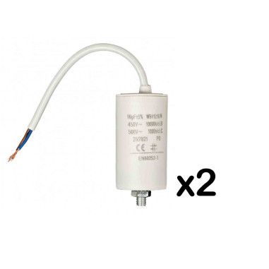 Pack FIXAPART 2x Condensateur 16.0uf / 450 V + Cable Condo 16mf fil