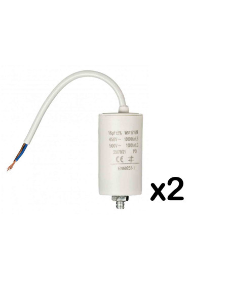 Pack FIXAPART 2x Condensateur 16.0uf / 450 V + Cable Condo 16mf fil