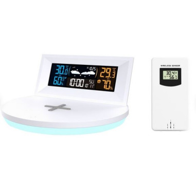 OPTEX Station Météo avec Charge Induction et USB Apple/Android