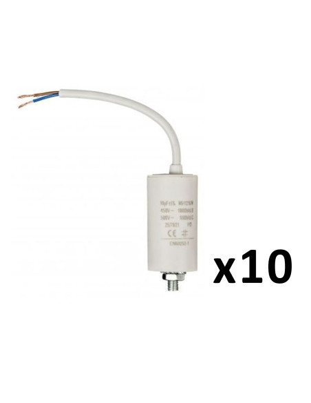 Pack FIXAPART 10X Condensateurs 10.0uf / 450 V + cable Condo 10mf micro farad