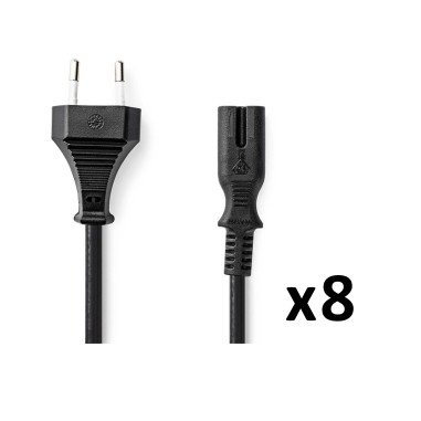 PACK 8X NEDIS Câble d'alimentation Euro Male IEC-320-C7 Droit Plaqué nickel
