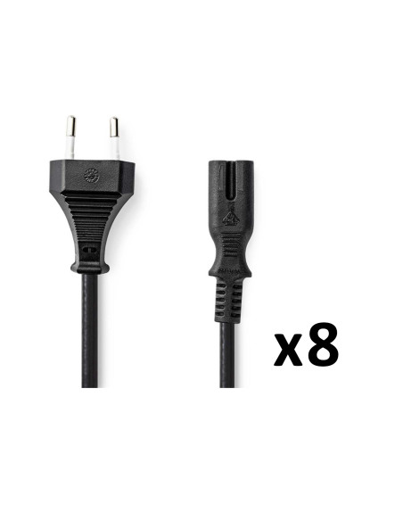 PACK 8X NEDIS Câble d'alimentation Euro Male IEC-320-C7 Droit Plaqué nickel