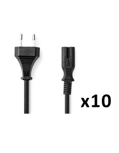 PACK 10X NEDIS Câble d'alimentation Euro Male IEC-320-C7 Droit Plaqué nickel