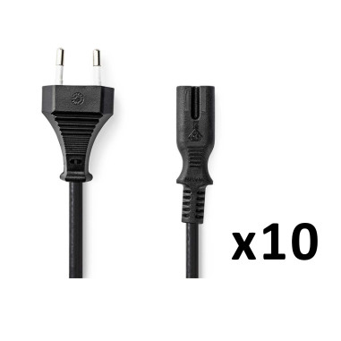 PACK 10X NEDIS Câble d'alimentation Euro Male IEC-320-C7 Droit Plaqué nickel