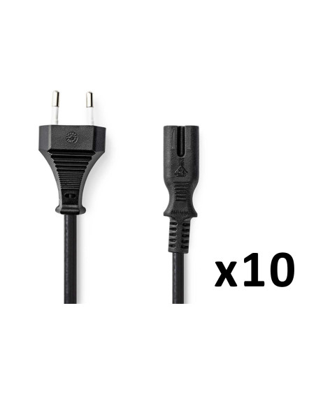 PACK 10X NEDIS Câble d'alimentation Euro Male IEC-320-C7 Droit Plaqué nickel