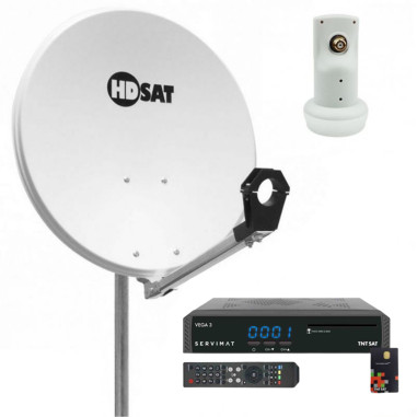 Pack HDSAT Parabole satellite acier 60cm + LNB Single + Récepteur TNTSAT