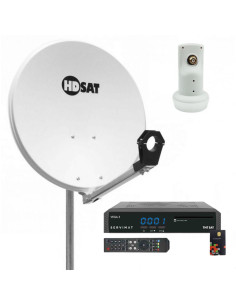 Pack HDSAT Parabole satellite acier 65cm + LNB Single + Récepteur TNTSAT