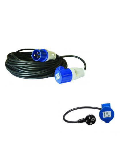 PACK ANTARION Rallonge Electrique 15m Prise P17+ Adaptateur Femelle P17-230V 1.5.M Pour Camping-Car