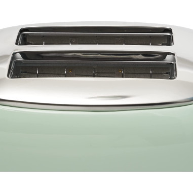 ARIETE Grille-pain 2 fentes 815W Acier Vert Vintage Retro Thermostat 6 positions