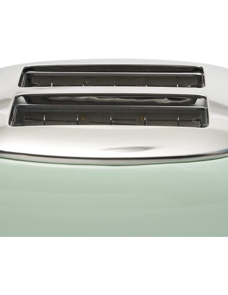ARIETE Grille-pain 2 fentes 815W Acier Vert Vintage Retro Thermostat 6 positions