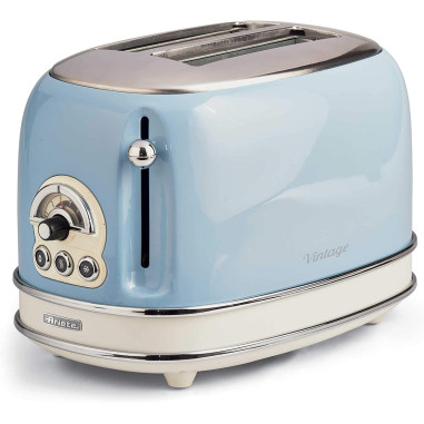 PACK ARIETE Cafetière Vintage Rétro + grille-pain acier bleu Vintage Rétro