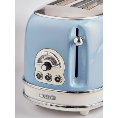 PACK ARIETE Cafetière Vintage Rétro + grille-pain acier bleu Vintage Rétro