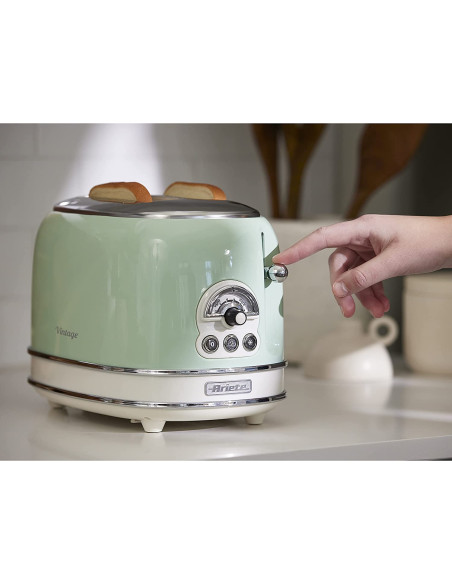 PACK ARIETE Cafetière Vintage Rétro + grille-pain acier Vert Vintage Rétro