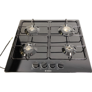 BOSCH Table de Cuisson Reconditionnée Gaz Email 58cm 4 Foyers avec foyer rapide 3000W Noir
