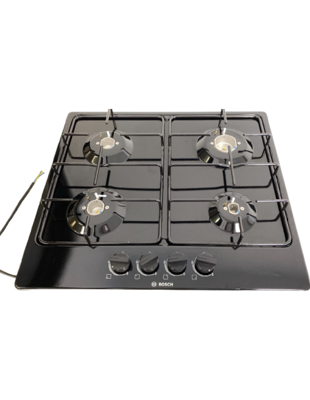 BOSCH Table de Cuisson Reconditionnée Gaz Email 58cm 4 Foyers avec foyer rapide 3000W Noir