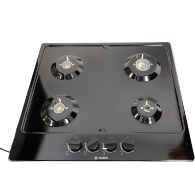BOSCH Table de Cuisson Reconditionnée Gaz Email 58cm 4 Foyers avec foyer rapide 3000W Noir