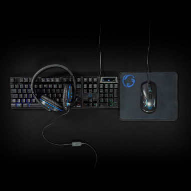 Combo de jeu kit  5-en-1  Clavier, casque, souris et tapis de souris