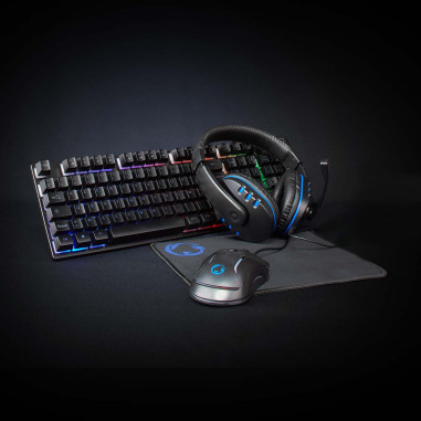 Combo de jeu kit  5-en-1  Clavier, casque, souris et tapis de souris