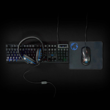 Combo de jeu kit  5-en-1  Clavier, casque, souris et tapis de souris