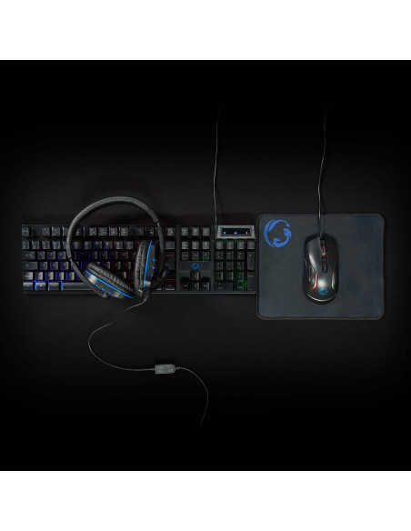 Combo de jeu kit  5-en-1  Clavier, casque, souris et tapis de souris