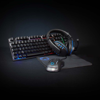 Combo de jeu kit  5-en-1  Clavier, casque, souris et tapis de souris