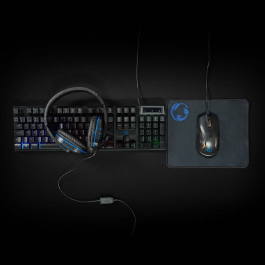 Combo de jeu kit  5-en-1  Clavier, casque, souris et tapis de souris