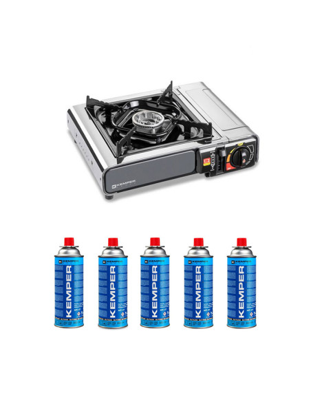 Pack KEMPER Réchaud Gaz extra intelligent + Cartouche de Gaz Butane 227gr Camping