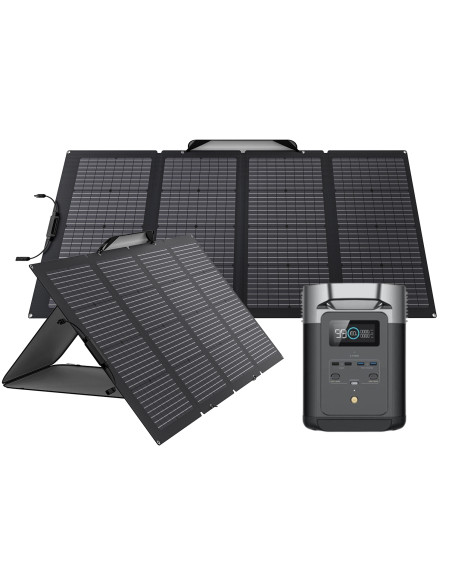 PACK ECOFLOW DELTA 2 Station d'énergie portable + 2X panneau solaire portable et pliable 220W Camping
