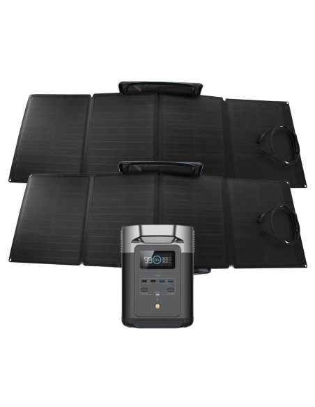 PACK ECOFLOW DELTA 2 Station d'énergie portable + 2X panneau solaire portable et pliable 110W Camping