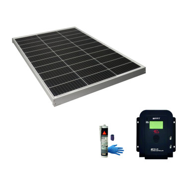 PACK EZA Panneau Solaire 130W Monocristallin + Régulateur Solaire + Kit Colle Profils Aluminum Eco Pour Collage Sur Véhicules