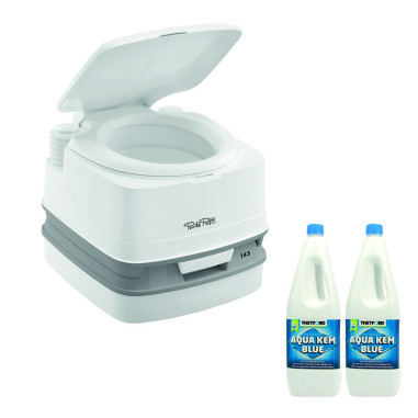 Pack THETFORD Toilette Portable 100% Autonome + Additif Sanitaire Aqua-kem Bleu Camping-Car Bateau Fourgon