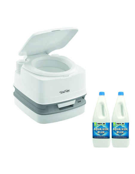 Pack THETFORD Toilette Portable 100% Autonome + Additif Sanitaire Aqua-kem Bleu Camping-Car Bateau Fourgon