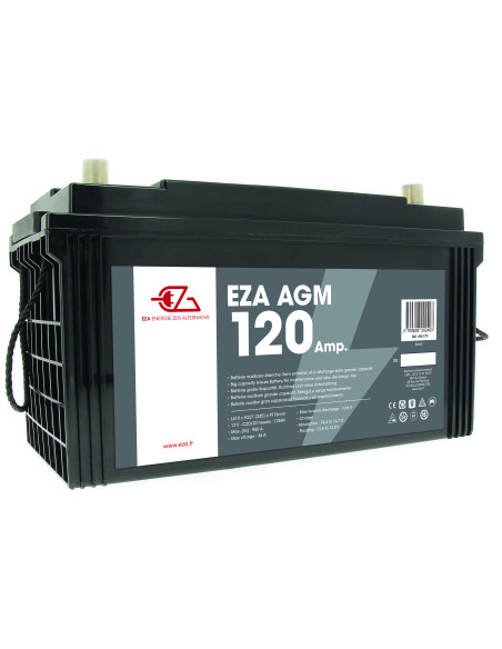 EZA Batterie Auxiliaire AGM 120Ah Etanche et Sans Entretien Camping-Car