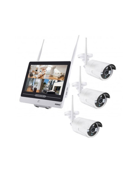 PACK SEMAC Kit 2x Cameras PRO Vidéo Surveillance Full HD 1080p 12" + Caméra Supplémentaire Kit IPCAM558 Infra Rouges