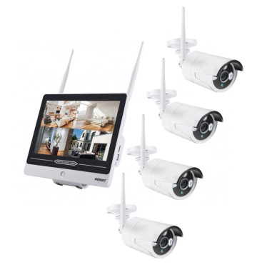 Pack SEMAC 2x Caméras Pro Vidéo Surveillance Full HD 1080P 12" + 2 Caméras Supplémentaires Kit IPCAM558 Infra-rouges