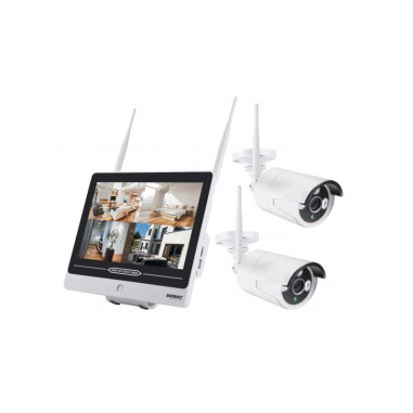 Pack SEMAC 2x Caméras Pro Vidéo Surveillance Full HD 1080P 12" + 2 Caméras Supplémentaires Kit IPCAM558 Infra-rouges