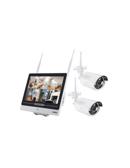 Pack SEMAC 2x Caméras Pro Vidéo Surveillance Full HD 1080P 12" + 2 Caméras Supplémentaires Kit IPCAM558 Infra-rouges